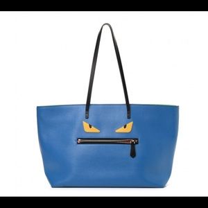 Fendi Vitello Elite Medium Monster Buggies Roll Tote Zaffire